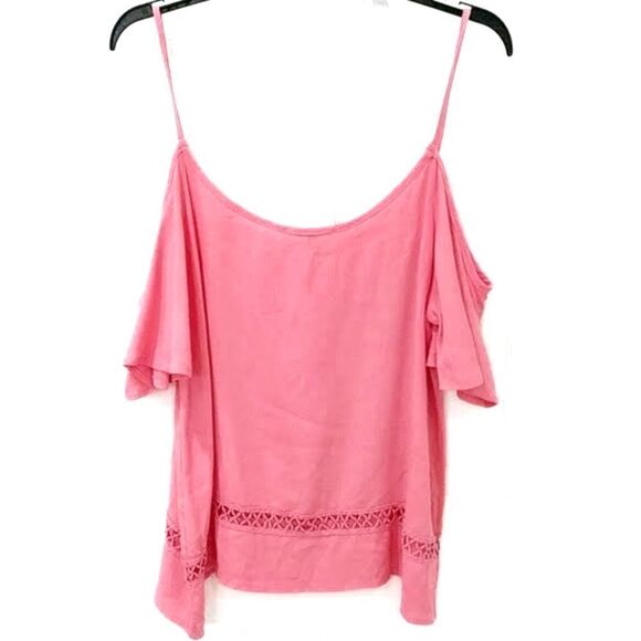 Miami Pink Cold Shoulder Boho Cami Top sz S - Picture 2 of 8